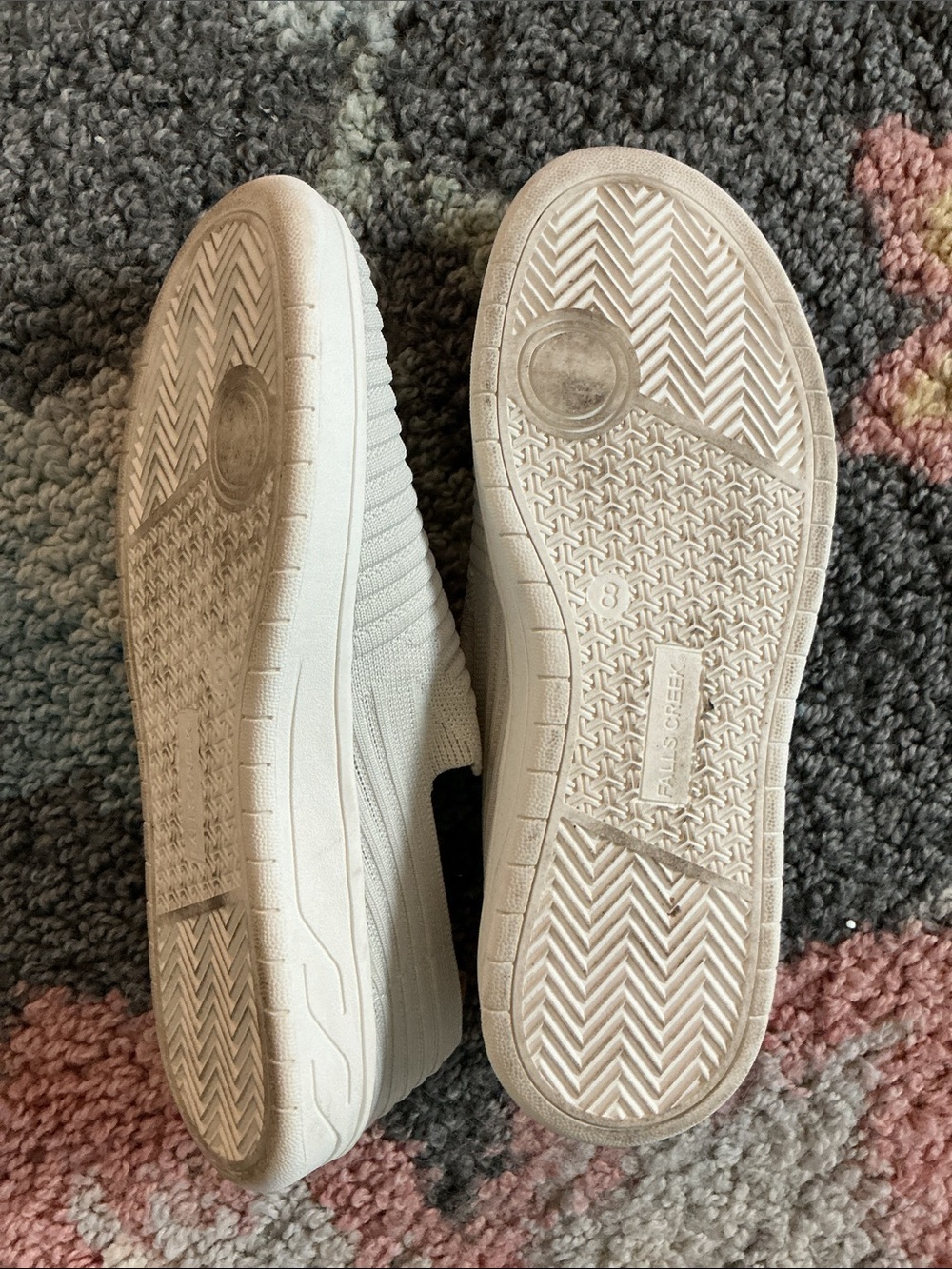 Falls Creek Slip-On Knit Sneakers in Off-White with Tan Pull Tab - Picture 6 of 6